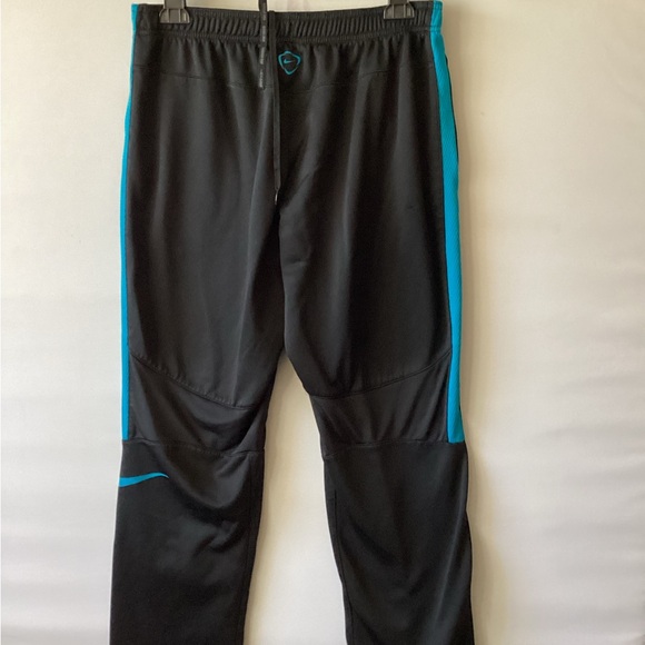 Nike Dri-Fit Black Athletic Pants with Blue Accents - Picture 1 of 2